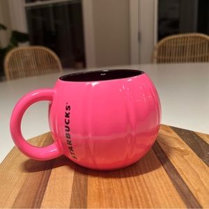 Starbucks Fall 2023 Halloween Neon Pink Pumpkin Ceramic Mug 🩷🖤